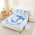 thumbnail image 2 of Erosebridal Girls Blue Bowknot Bed Sheets,Blue Letter C Monogrammed King Sheets For Girls Kids 4pcs, 2 of 6