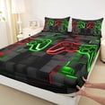 thumbnail image 3 of Castle Fairy Gradient Hexagon Gamer Queen Sheet Sets,Abstract Video Game Bed Set, 3 of 7