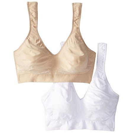 

Bali Women s 2 Pack Comfort Revolution Wirefree Bra with Smart Sizes Nude/White X-Large