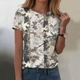 thumbnail image 2 of larppty Women Camo Shirt Top Y2K Maple Leaf Graphic Tee Short Sleeve Loose Fit Round Neck T Shirt Streetwear (Light Gray, XXL), 2 of 7