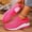 Hot Pink, variant on Women's Wide Width Rhinestone Flyknit Wedge Sneakers, Breathable Slip-On Platform Shoes with Crystal Embellishments, Comfortable Casual Shoes for All Seasons, Multi-Color