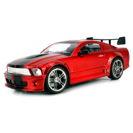 SS Racers Mustang GT500 Rechargeable RC Car 1:14 Scale Ready To Run RTR w/ Bright LED Lights, Working Suspension, Steering Wheel Control (Colors May Vary)