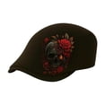 thumbnail image 2 of YYDENG Gothic Embroidered Newsboy Cap Flat Brim Beret Hat Soft Polyester Unisex Ivy Cap Vintage Retro Flat Cap For Daily Streetwear Party Holiday Casual Wear, 2 of 6