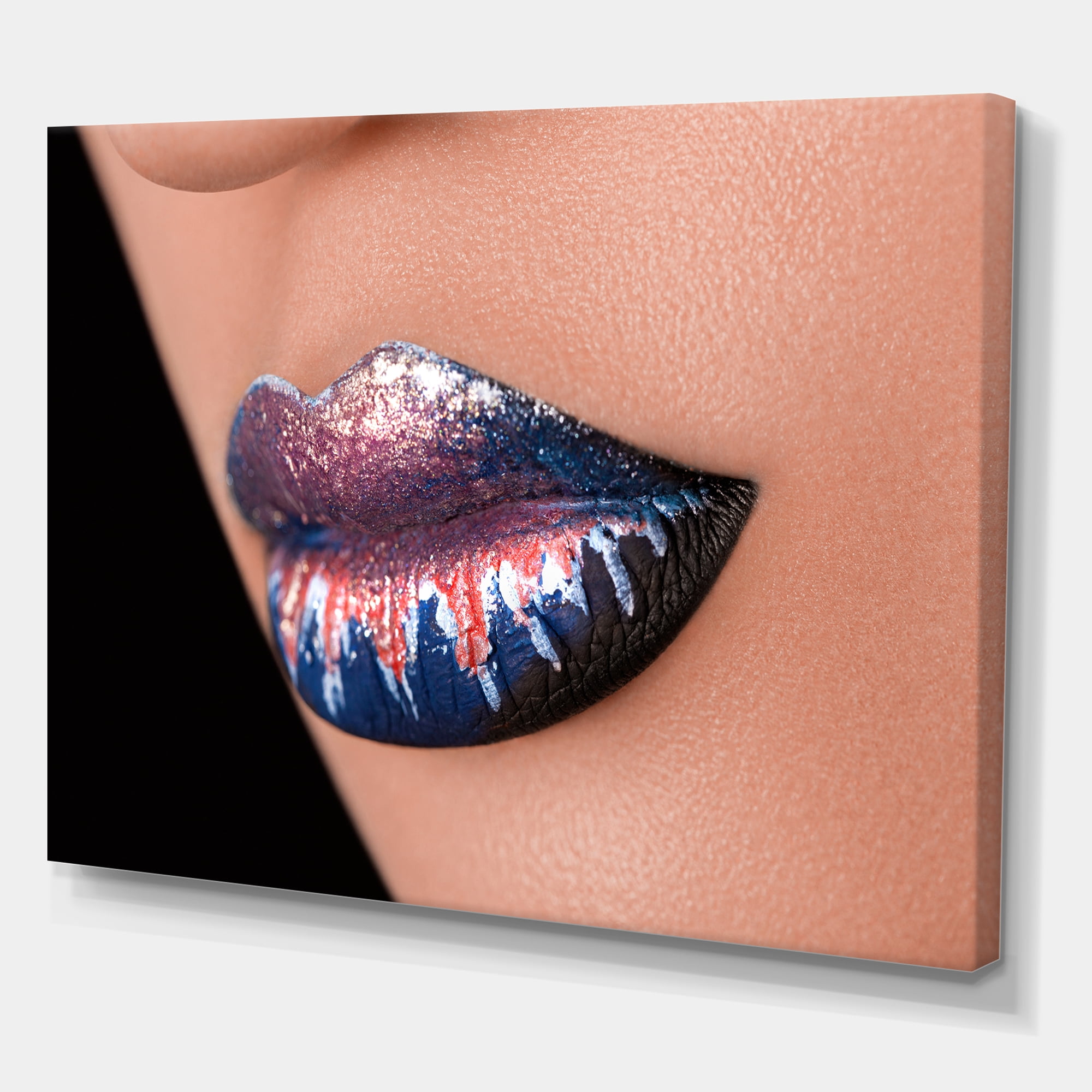 Designart ' Fashion and Creative Make Up On Woman Lips ' Modern Canvas Wall Art Print