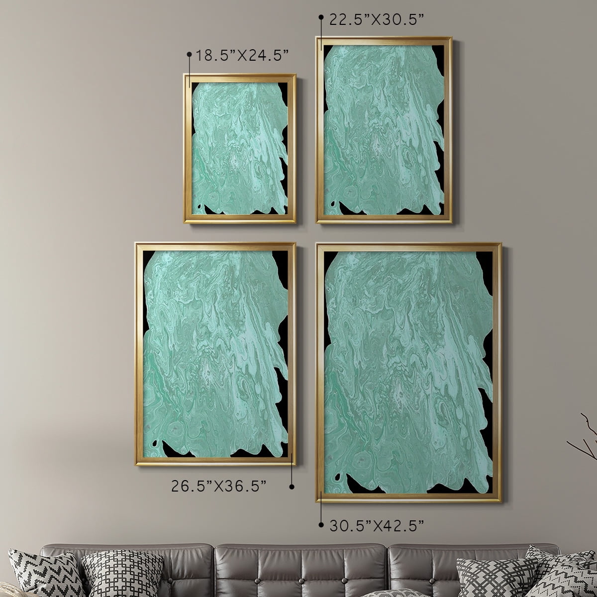 Teal Cascade II Premium Framed Print, in Gold, Black, or Silver - Ready to Hang