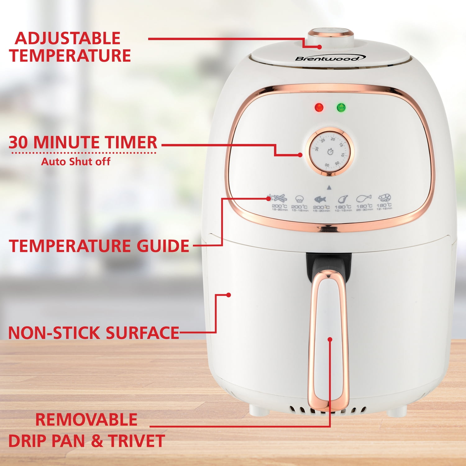Brentwood 2 qt Electric Air Fryer, White