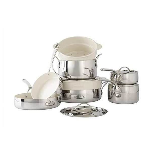 Bloomhouse 4-Piece Heavy-Gauge Aluminum Cookware Set w/Non-Stick Non-Toxic Ceramic Interior and Ceramic Steamer Insert