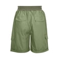 thumbnail image 4 of Gomelly Women Linen Shorts Summer Casual Cargo Solid Ladies Plus Size Home Bottoms Short Pants Army Green L, 4 of 7