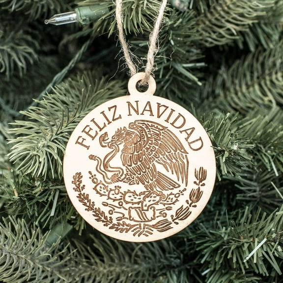 Ornament - Feliz Navidad - Raw Wood 3x3in