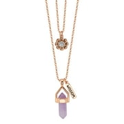 Believe by Brilliance Amethyst Two Layer "Wisdom" & Crystal Flower Charm Necklace