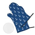 thumbnail image 2 of Oven Mitts and Pot Holders 4 Piece, anchors navyblue print High Heat Slip Resistant Oven Mitt and Trivets Set Kitchen Oven Glove Pot Holders for Cooking Baking Grilling, 2 of 7