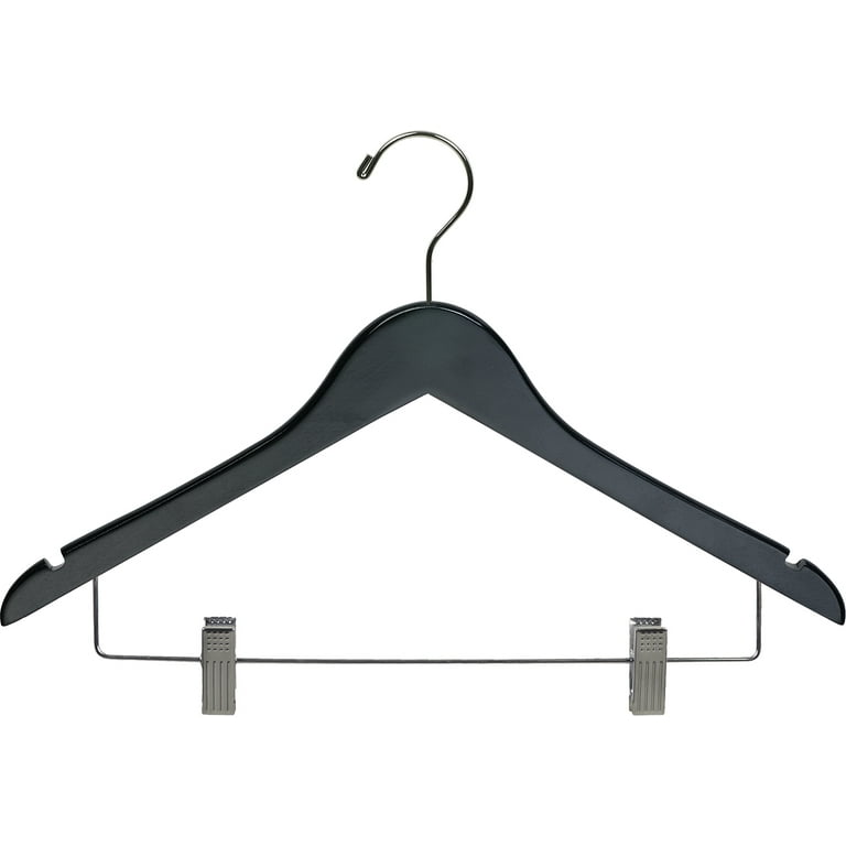 Super Heavy-Duty 17 inch Wide Black Plastic Adult Shirt Hangers with Swivel  Hook and Notched Shoulders (Quantity 25) (Black, 25)