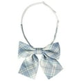 thumbnail image 1 of INSPIRAR CHIC Lazo de cuadros preatado, lindo, elegante y colorido para mujeres, uniforme escolar, azul y blanco, 1 of 6