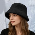 thumbnail image 5 of CYSFASHION Bucket Hat For Women Soft Faux Fur Wide Brim Fuzzy Fall Fashion Must Have Wool Women's Hats & Caps Black, 5 of 6