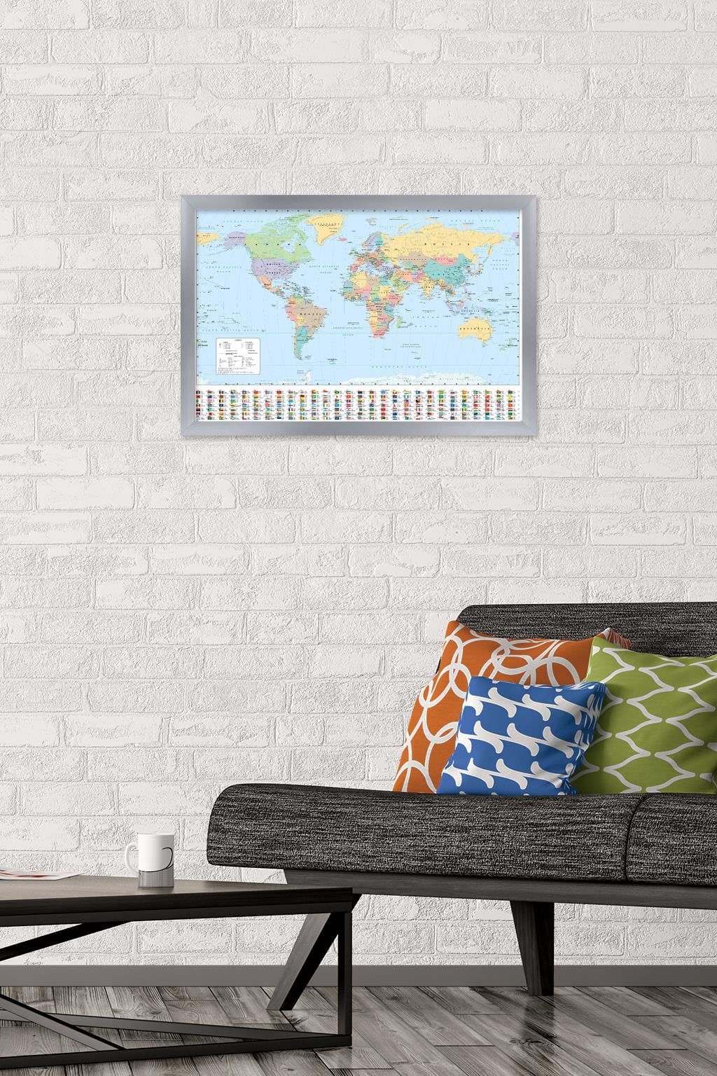 World Map 2023 Wall Poster, 14.725" x 22.375" Framed