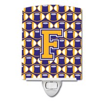 Letter F Football Purple and Gold Ceramic Night Light