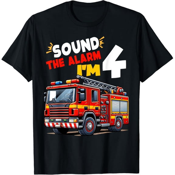 Sam Soft Fire Truck Firefighter Boy 4th Birthday 4 Years Old T-Shirt Full Size S-5XL