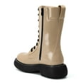 thumbnail image 2 of DREAM PAIRS Women's Platform Chunky Lug Sole Lace Up Leather Boots, Mid Calf Boots Outlet, 2 of 6