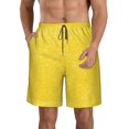 thumbnail image 2 of Uemuo Yellow Glitter Pattern Men's Swim Trunks Hawaiian Beach Bathing Suit Swimsuits Beach Quick-Dry Shorts with Pockets-, 2 of 9