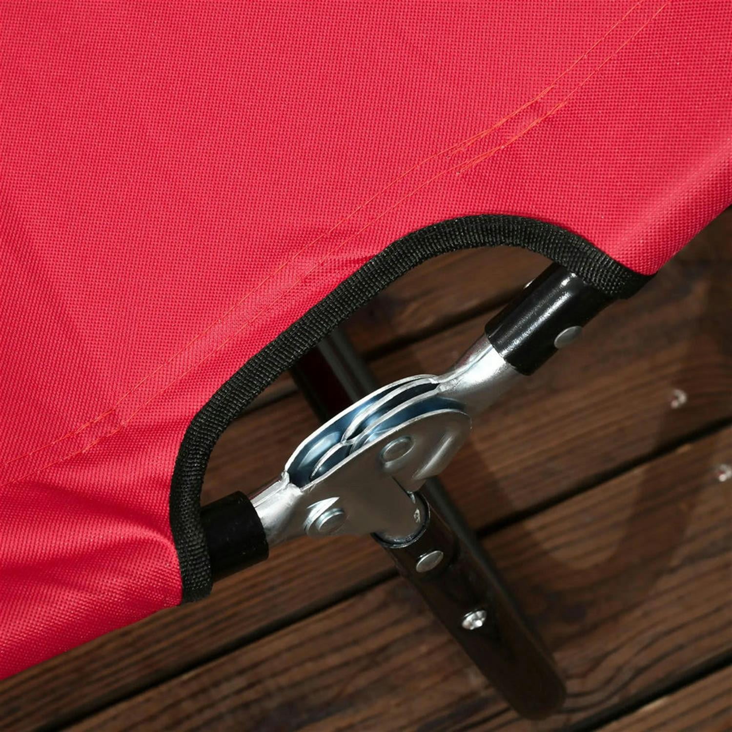 Demi Bonn 2-Piece Outdoor Collapsible Chaise Loungers with Steel Frame, 5-Position Reclining Folding Beach Chairs for Yard, Patio, Red