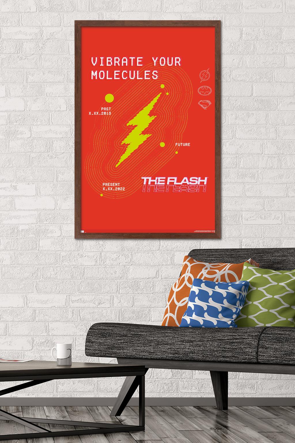 DC Comics Movie The Flash - Vibrate Your Molecules Wall Poster, 22.375" x 34" Framed