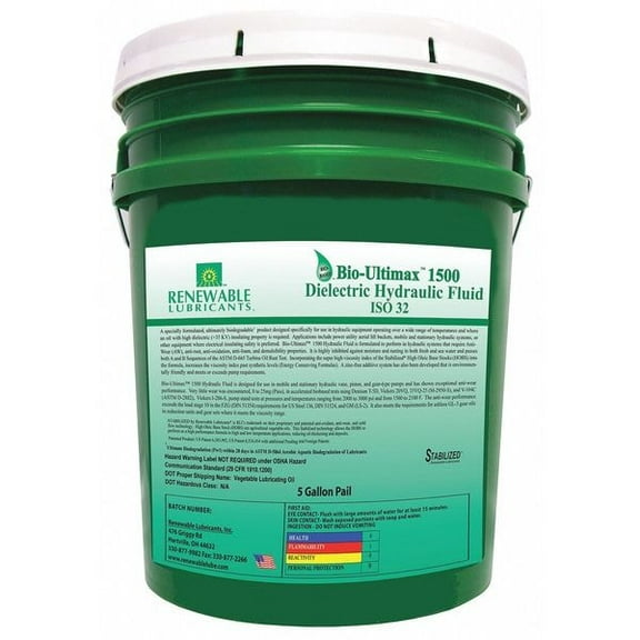 5 gal Pail, Hydraulic Oil, 32 ISO Viscosity, Not Specified SAE