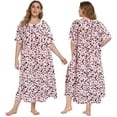 thumbnail image 6 of Women's Plus Size Floral Nightgown Long House Dress Short Sleeve Lace Sleepwear Casual Loose Nightdress, Leopard 3XL, 6 of 9