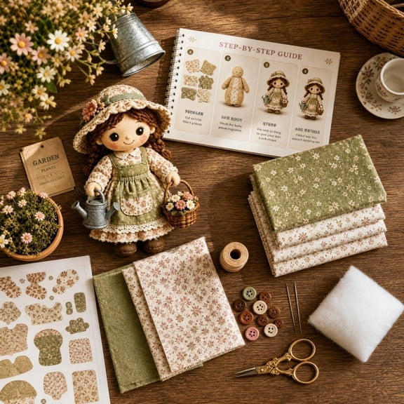 Patchwork DIY Doll Kits, Handmade Fun and Creativity, 3D Cute Dolls Felt Patchwork Kit, Creative Manual Art Craft, Gifts for Adults Beginners, Doll and DIY Craft Lovers (C)