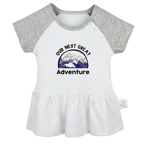 Our Next Great Adventure Funny Dresses For Baby, Newborn Babies Skirts, Infant Princess Dress, 0-24M Kids Graphic Clothes (Gray Raglan Dresses, 18-24 Months)