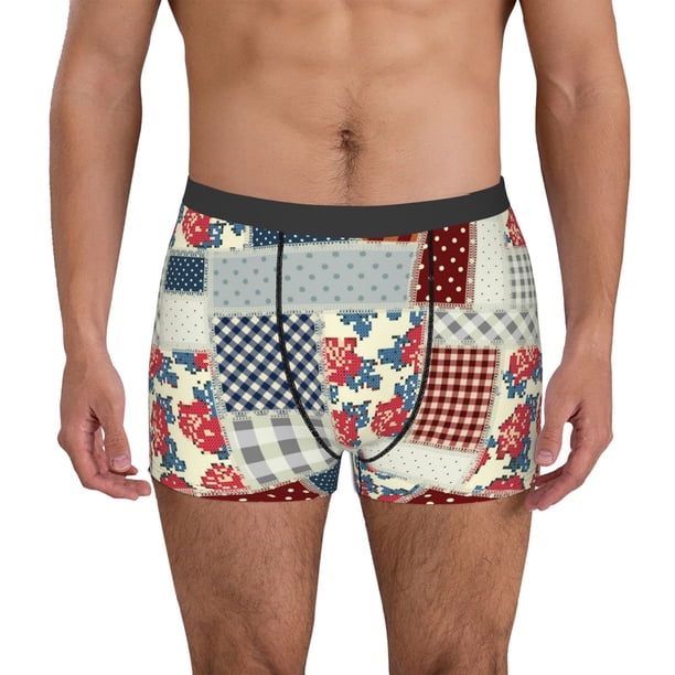 Balery Patchwork In Country Style Calzoncillos bóxer para hombre, ropa interior de algodón suave y transpirable con cinturilla de nailon-XX-Large
