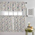 thumbnail image 4 of Farm Teal Leaf Retro Linen Curtain Tier and Valance Set 3 Piece, Abstract Leaves Seamless 3-inch Rod Pocket Window Tier Curtains Valance for Kitchen Living Room, 4 of 9