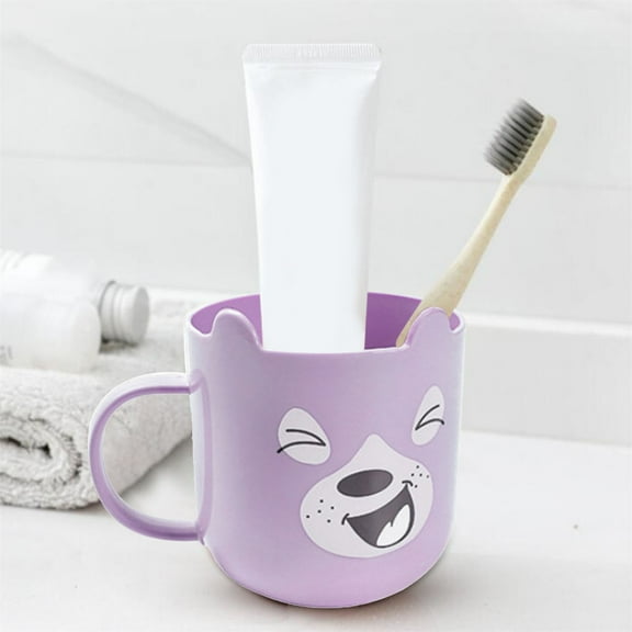 Purple Cute Kids Mouthwash Cup Fresh Design Plastic Cartoon Kids Mouthwash Cup for Kids Bathroom Oral Care Daily Use All-Purpose