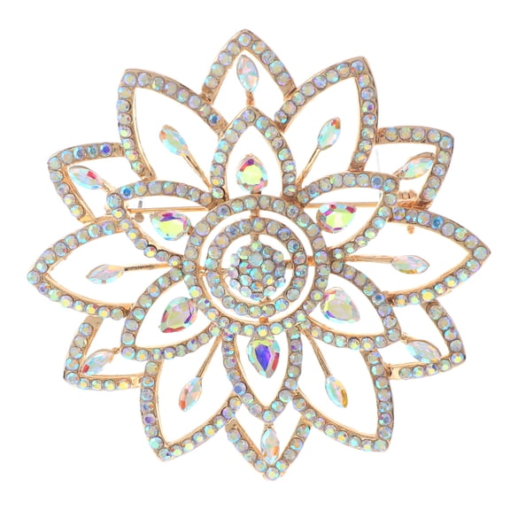 Large Crystal Flower Brooch