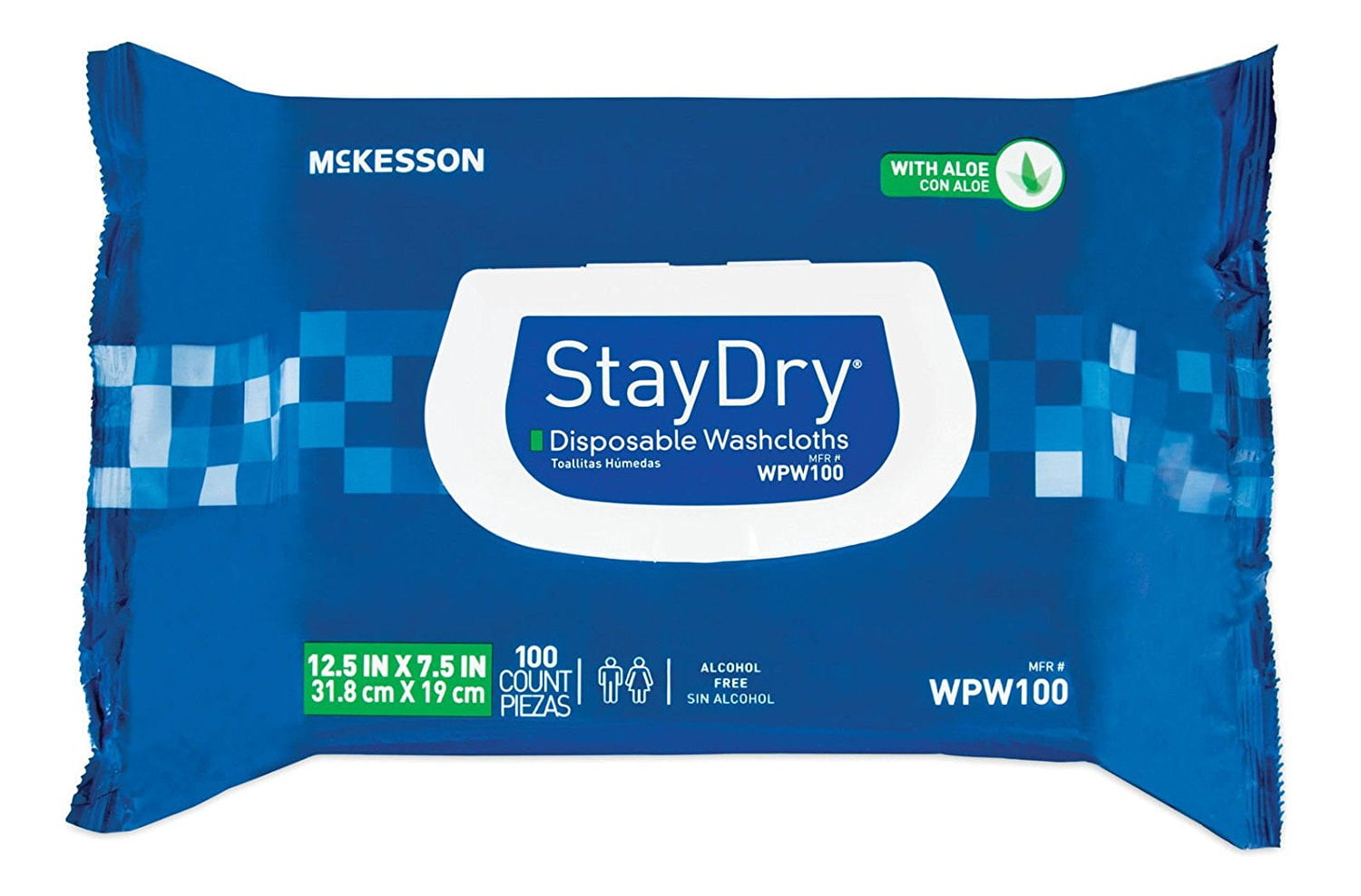 Adult Bath Wipes Stay Dry Disposable Washcloths Case 600, Active