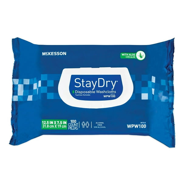 Adult Bath Wipes Stay Dry Disposable Washcloths Case 600, Active