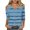 Blue, variant on Vivianyo HD Women's Stripe Print Cold Shoulder Top, Straight Cut V Neck Three Quarter Sleeve Blouse, Spring Fall Casual Top for Daily Shopping and Weekend Walks, Sizes S-2XL