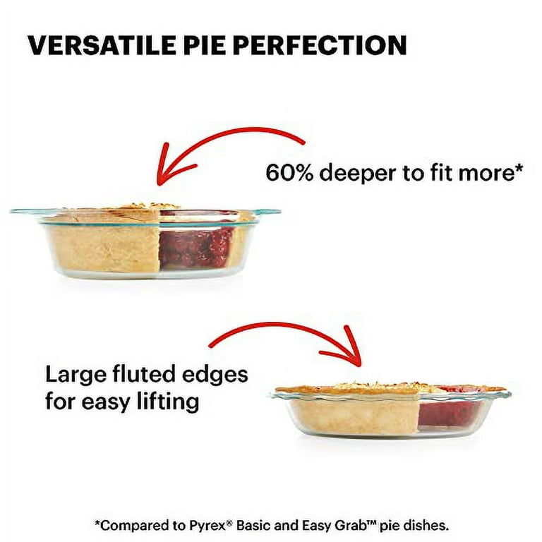 Pyrex Deep 2-Piece 9.5 Glass Baking Dish Set, Glass Bakeware Set, Dishwasher, Microwave, Freezer and Pre-Heated Oven Safe, Deep & Easy Grab