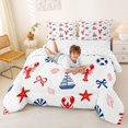 thumbnail image 3 of spefrowx Nautical Lobster Starfish Queen Comforter Set for Kids, Striped Sailboat Bow Comforter Sets Queen, Reversible, 3pcs, 1 Comforter and 2 Pillowcases, 3 of 6