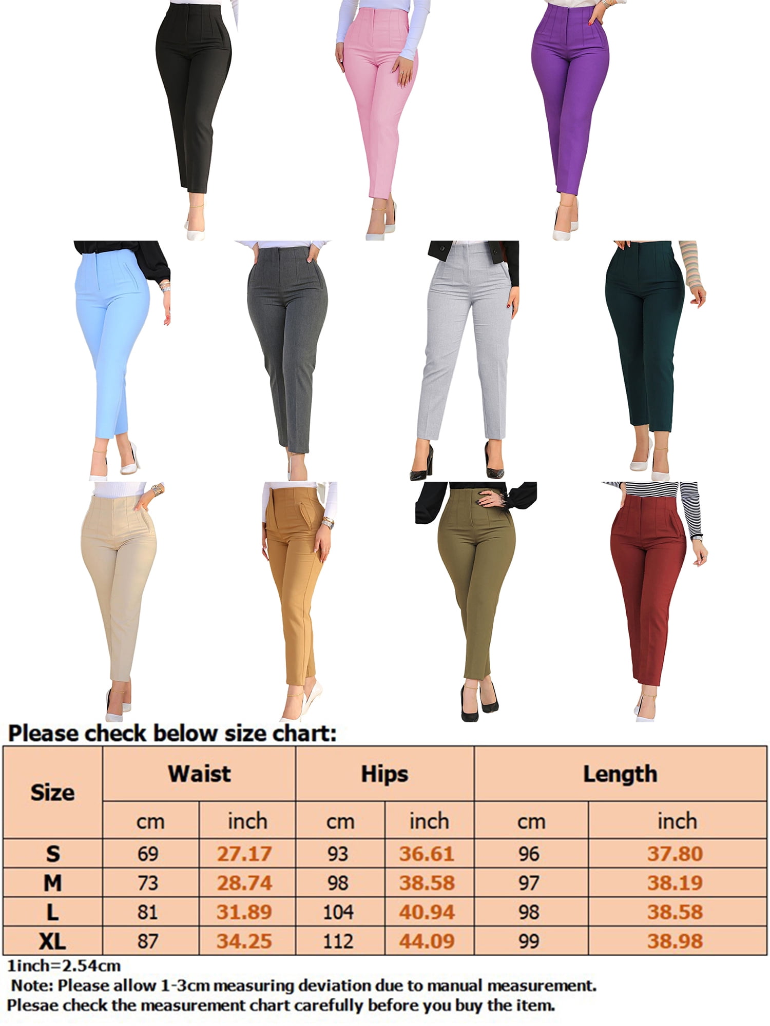 Capreze Dress Pants for Women High Waist Office Work Pant with Pockets  Casual Straight Leg Slacks Business Trousers Wine Red L 