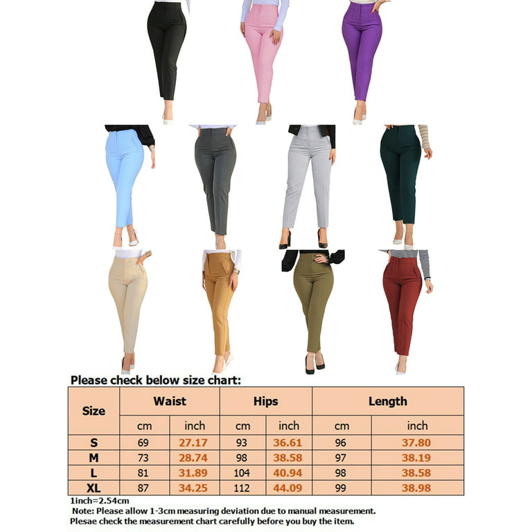 Haite Women Dress Lounge Pants Business Elastic Waist Casual Stretch Work  Trousers Slacks with 4 Pockets 