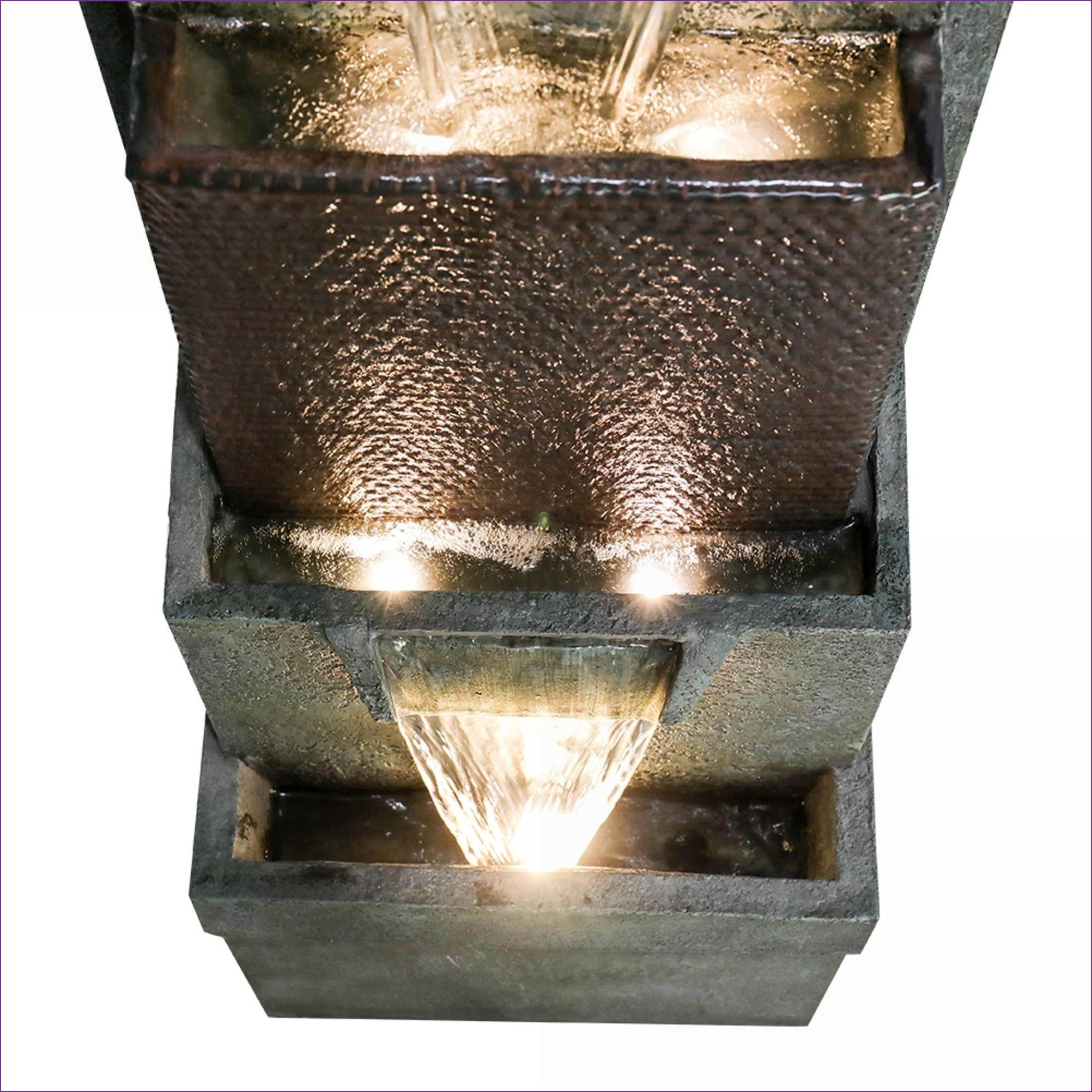 Fountains 39.3"H Outdoor Fountain for Garden Patio Backyard Porch, With LED Lights & Adjustable Pump | Resin | Waterfall