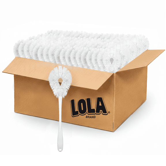 LOLA Toilet Bowl Brush W/ Curved Head, Durable Poly Fiber Bristles - 36 Count