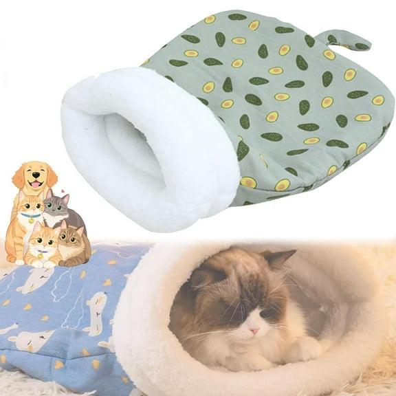 Cozy Pet Nest for Cats and Dogs, Cat Dog Sleeping Bag for Indoor, 2 Sizes Soft Plush Feline Bed, Self-Warming Pet Nest for Cats Small Dogs