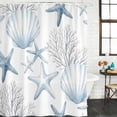 thumbnail image 2 of Blue Coastal Bathroom Shower Curtains with 12 Hooks Polyester Waterproof Shower Curtain for Stalls and Bathtubs Summer Ocean Starafish Shell Corals Decorative Bathroom Privacy Curtain 36x72 Inches, 2 of 9