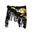 thumbnail image 3 of Pañuelo de cadera para danza del vientre, disfraz con lentejuelas y falda con borlas para fiesta en club, mujeres y niñas Oro negro, 3 of 8