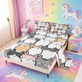 thumbnail image 2 of meiyoeat Cartoon Cute Cats King Sheets For Kids,Colorful Kawaii Kitten Print Bedding For Girls,4 Pieces, 2 of 6