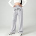 thumbnail image 2 of oqasdz Letter Print Girls Wide Leg Pants Drawstring Trousers for Youth Sports Fashion Loose Soft Casual Dailywear, 2 of 4