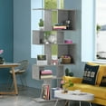 thumbnail image 4 of Gymax 5 Cubes Ladder Shelf Freestanding Corner Bookshelf Display Rack Bookcase Gray, 4 of 10