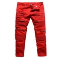 thumbnail image 1 of Men‘s Distressed Ripped Biker Moto Denim Pants Slim Fit Jeans Black 36, 1 of 3