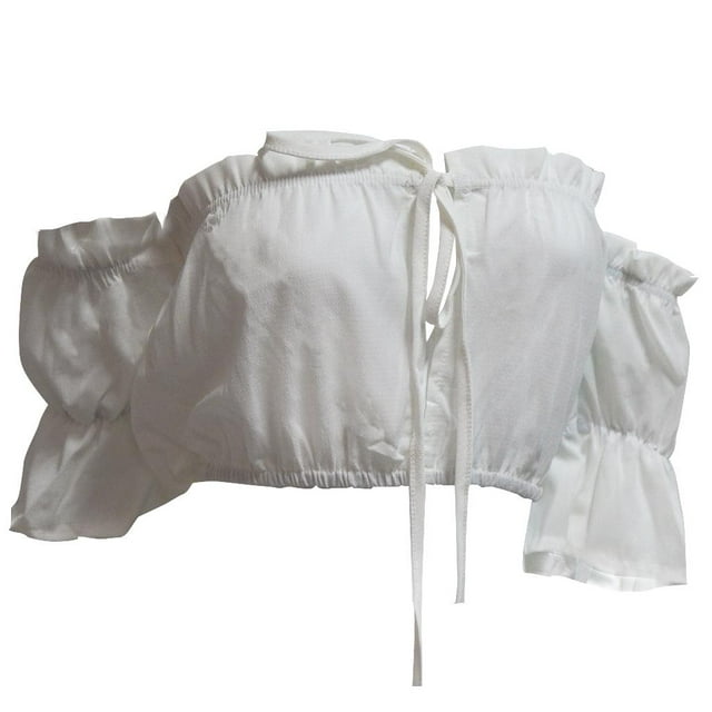 Top Corto Con Volantes Y Hombros Descubiertos De Gasa Suave Para Niñas Adolescentes METRO Soledad Camisetas de manga larga